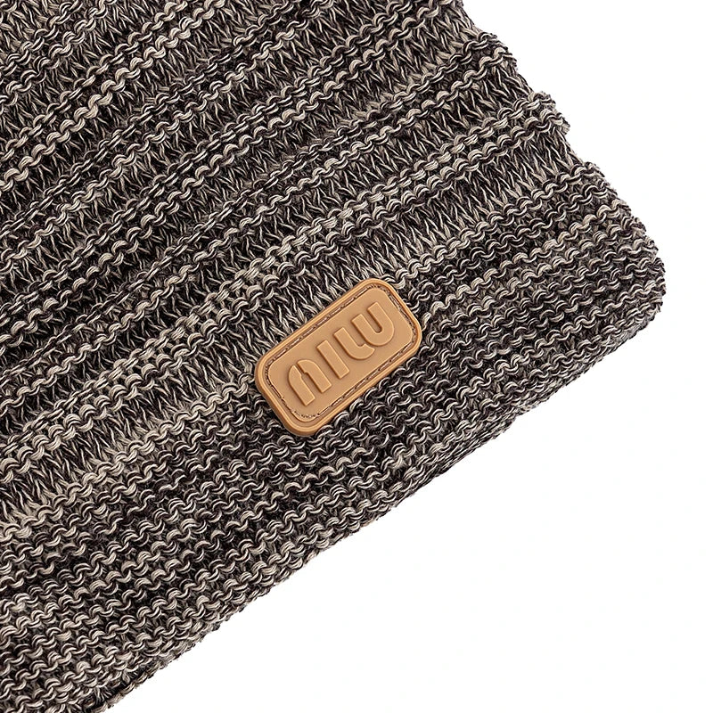 New Style Unisex Slouchy Winter Hats Men Women Striped Mix Warm Beanie Cap NIU Label Decor Plush Fur Lined Winter Knitted Hat