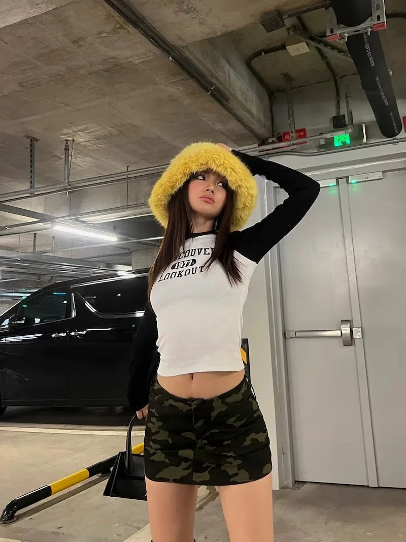 Bright Yellow Imitation Mink Fur Bucket Hat Women's Winter Fluffy Plush Basin Cap Warm Sun Protection Panama Style Korean New