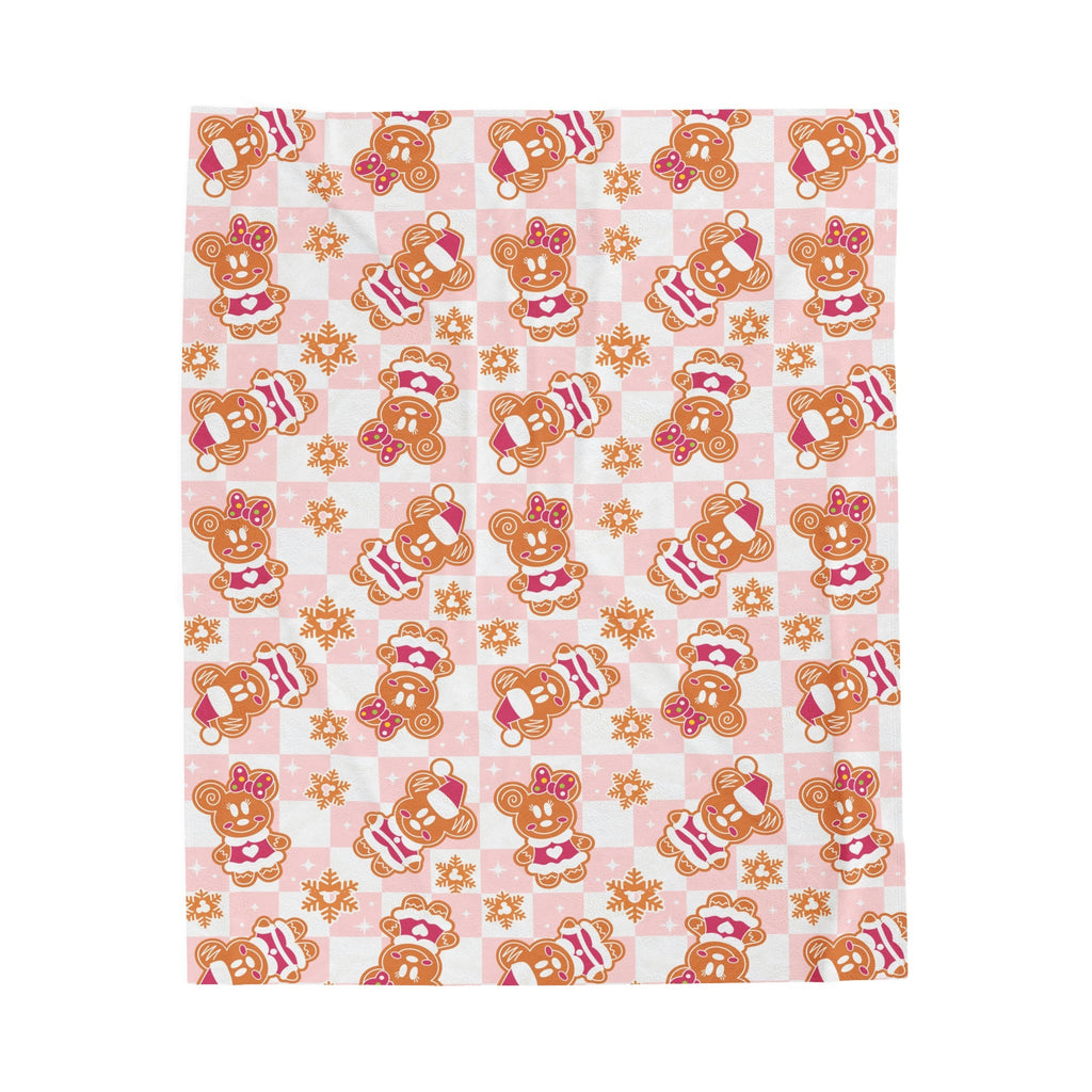 Mickey and Minnie Christmas Gingerbread Velveteen Plush Blanket, Christmas Blanket for Disney fan, Gingerbread Blanket, Minnie Blanket