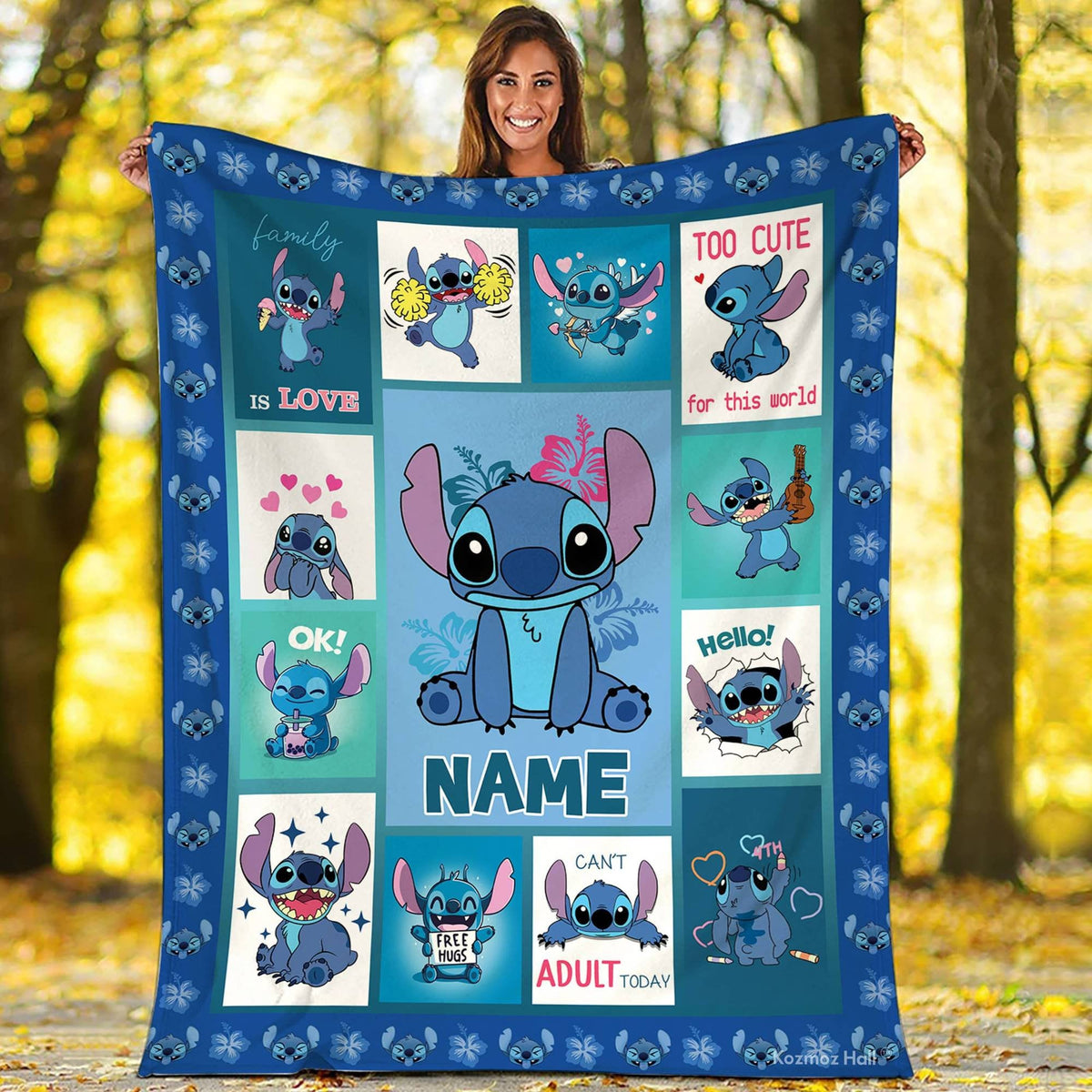 Personalized Stitch Fleece Blanket Ohana Means Family Stitch Angel Blanket Magic Kingsom Blanket Gift Ideas