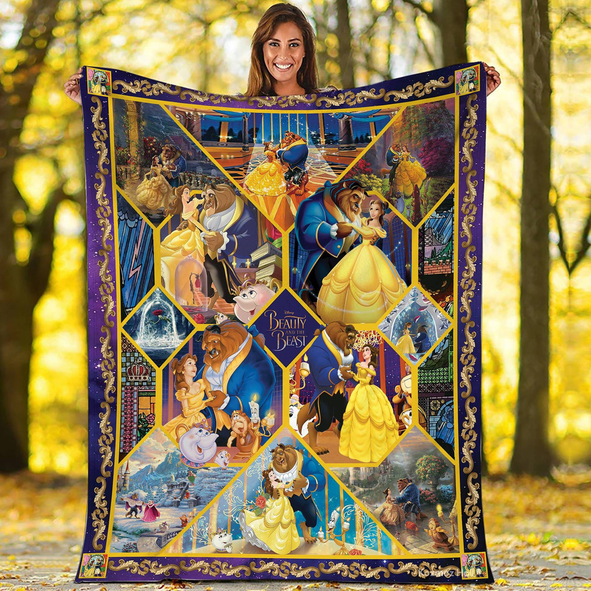 Beauty And The Beast Blanket | Belle Princess Beauty and the Beast Fleece Blanket | Belle Birthday Theme Party