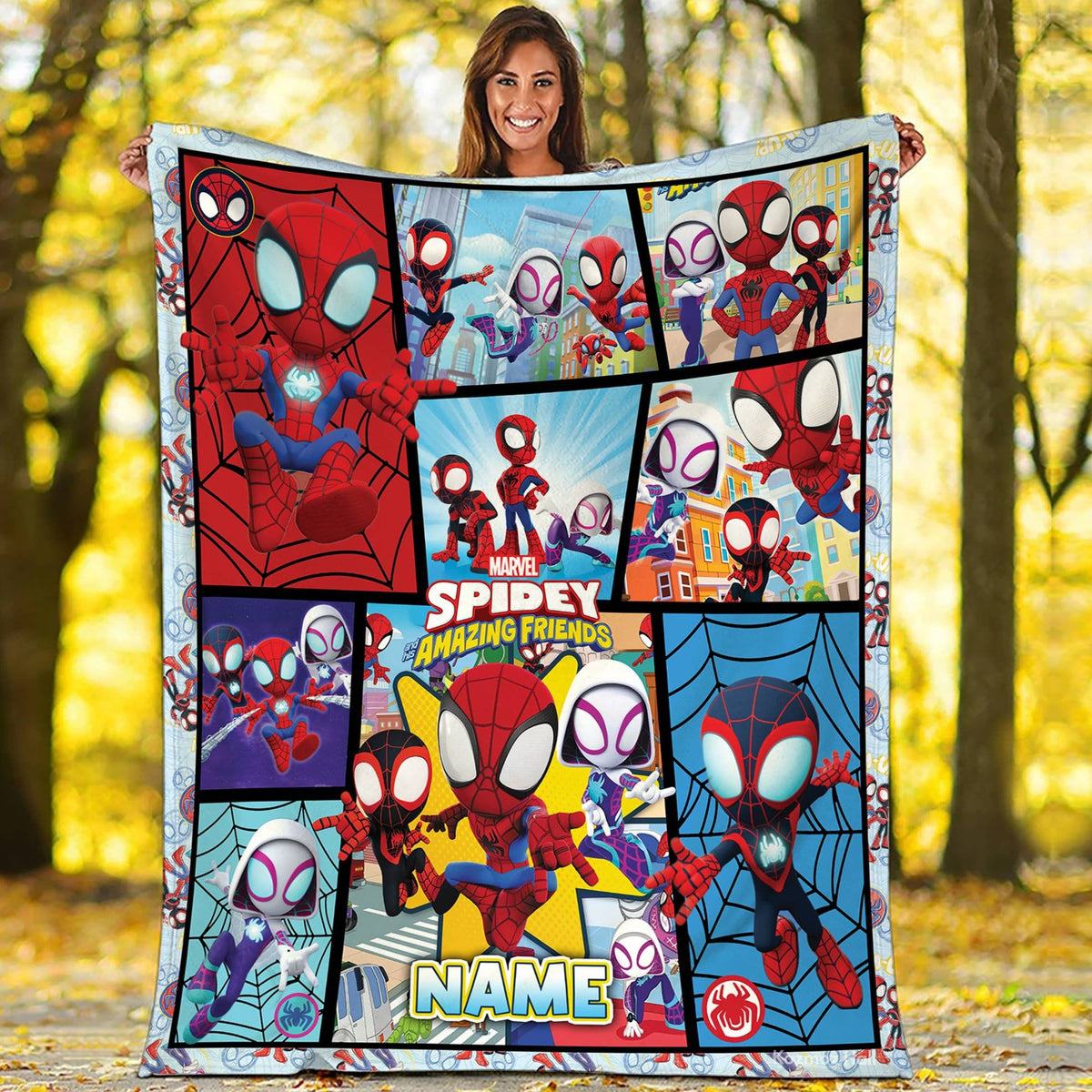 Personalized Spidey And Amazing Friends Fleece Blanket | Spidey Blanket | Spidey Ghost Spidey Throw Blanket for Bed Couch Sofa