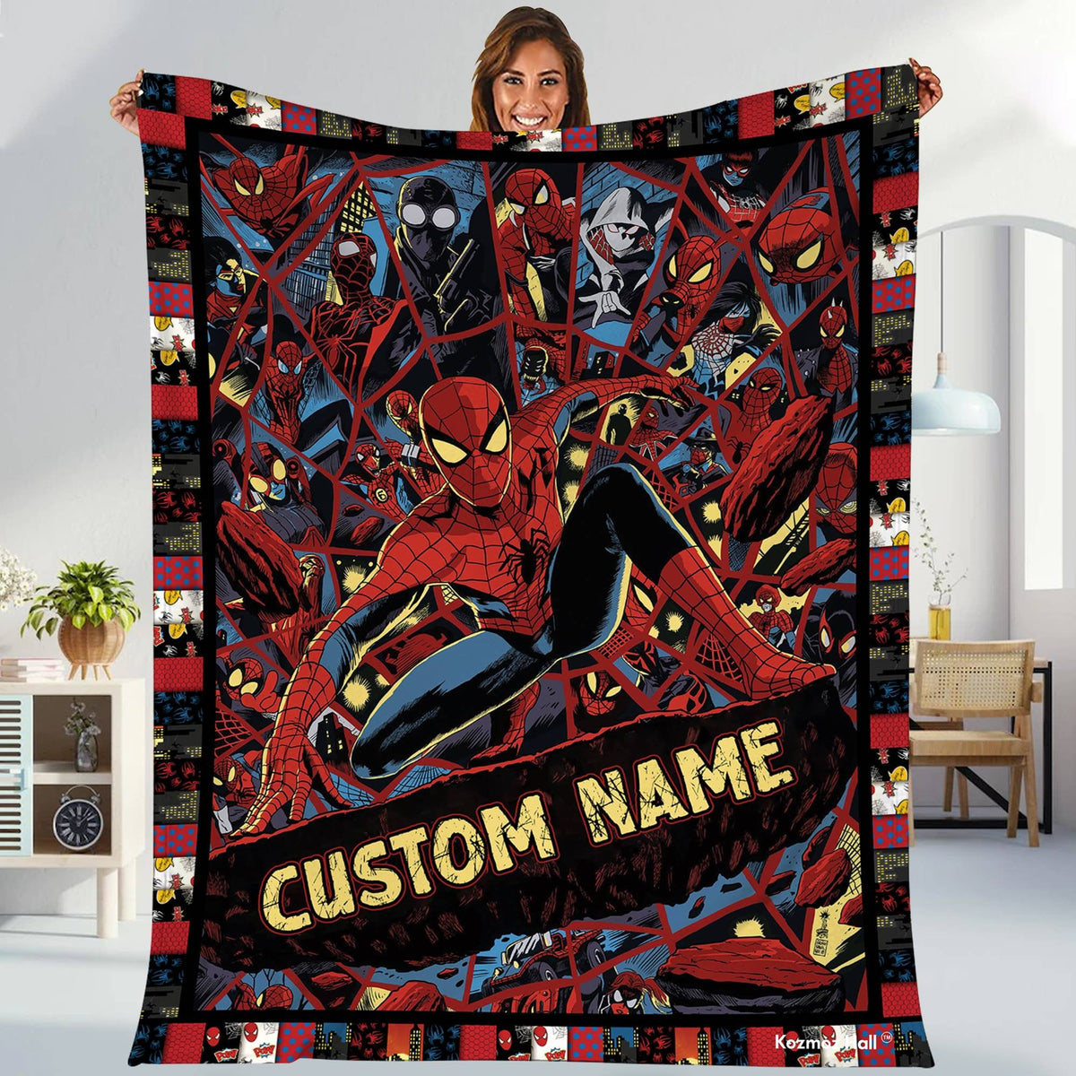 Personalized Spidey Blanket Spidey Fleece Blanket Spidey Birthday Theme Party Spidey Christmas Gift For Her