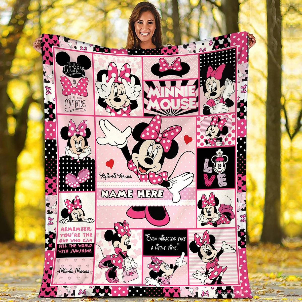 Personalized Minnie Mouse Blanket | Minnie Mouse Fleece Blanket | Miceky Minnie Mouse Magic Kingdom Birthday Gifts Blanket