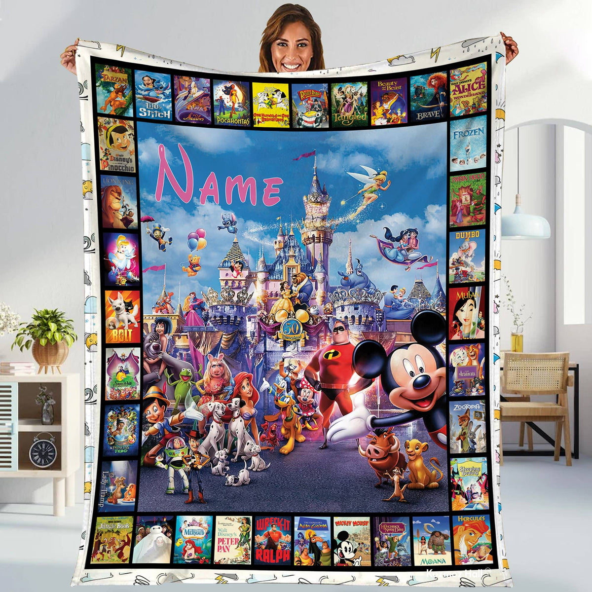 Personalized Disneyland Movies Blanket | Mickey And Friends Fleece Blanket Magic Kingdom Birthday Blanket