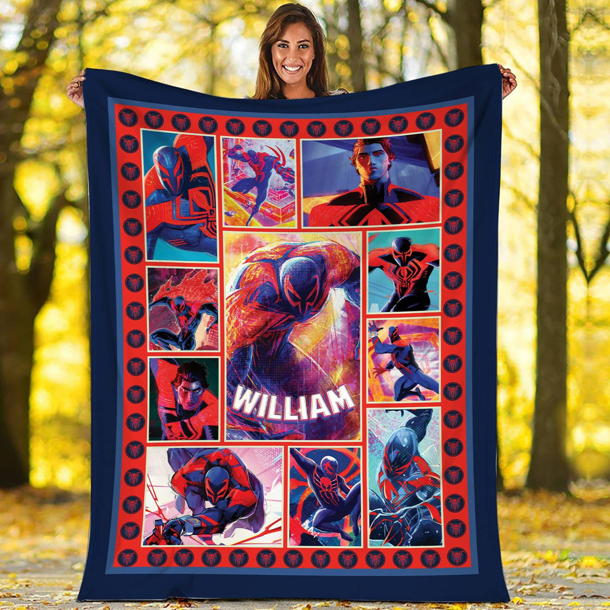 Spidey 2099 Blanket | Miguel O'Hara Spidey Fleece Blanket | Spidey Superhero Throw Blanket Bed Couch Sofa