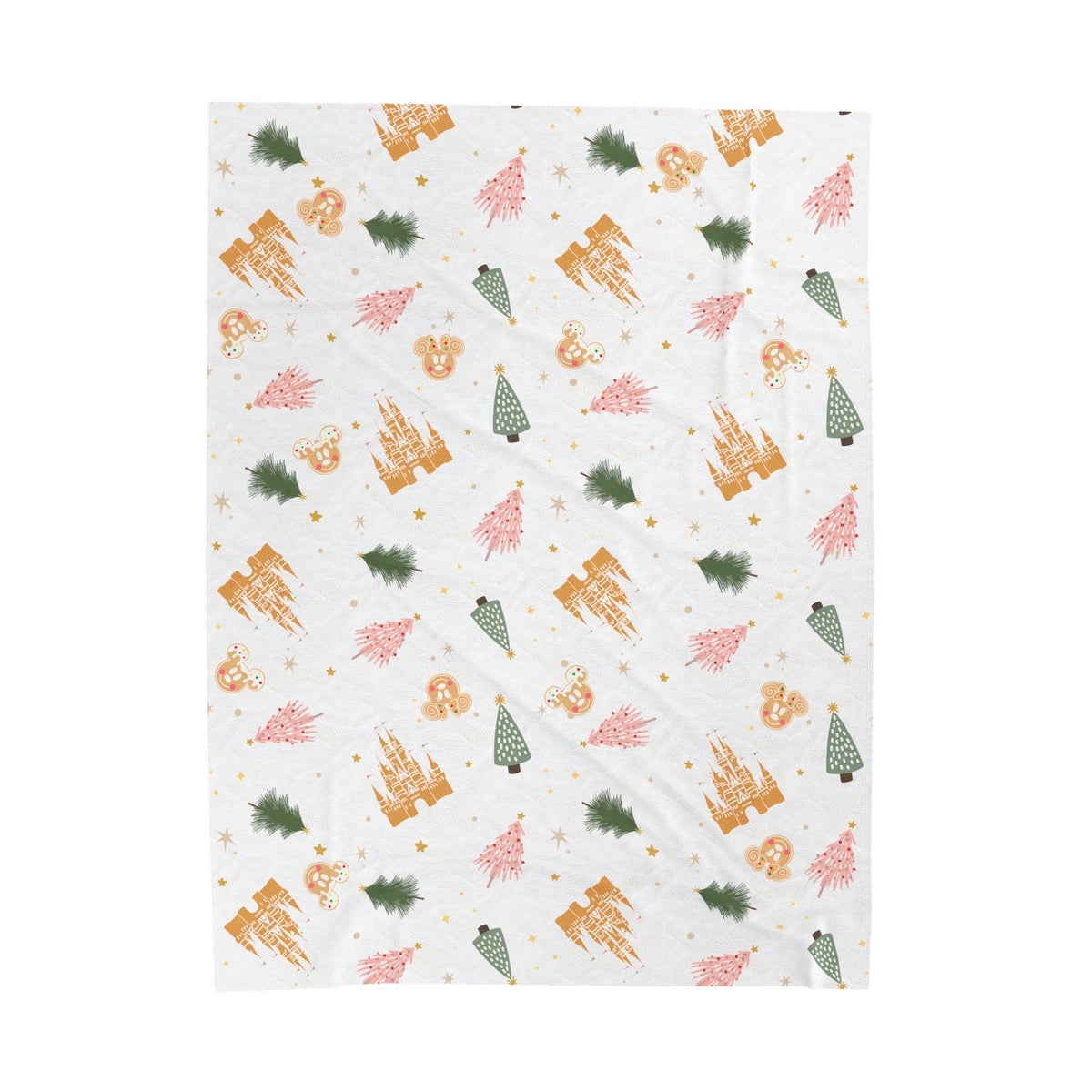 Magical Disney Castle Velveteen Blanket with Christmas Trees - Perfect for Cozy Holiday Nights, Disney Christmas Home Decor Blanket