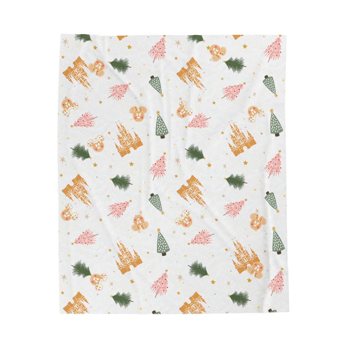 Magical Disney Castle Velveteen Blanket with Christmas Trees - Perfect for Cozy Holiday Nights, Disney Christmas Home Decor Blanket