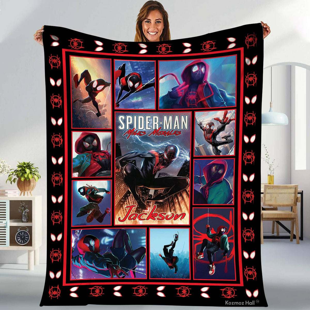 Miles Morales Spidey Fleece Blanket | Spidey Across the Spidey Verse Blanket | Superhero Spidey Throw Blanket for Him Bed Couch Sofa