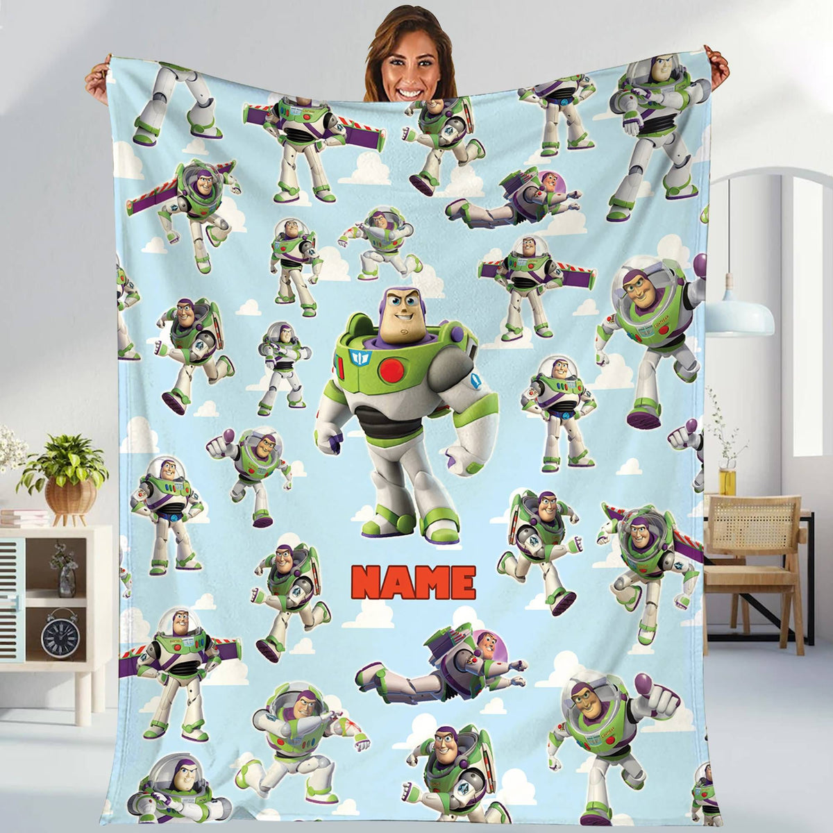 Personalized Toy Story Buzz Lightyear Fleece Blanket | Toy Story Land Blanket | Toy Story Magic Kingdom Blanket for Bed Couch Sofa
