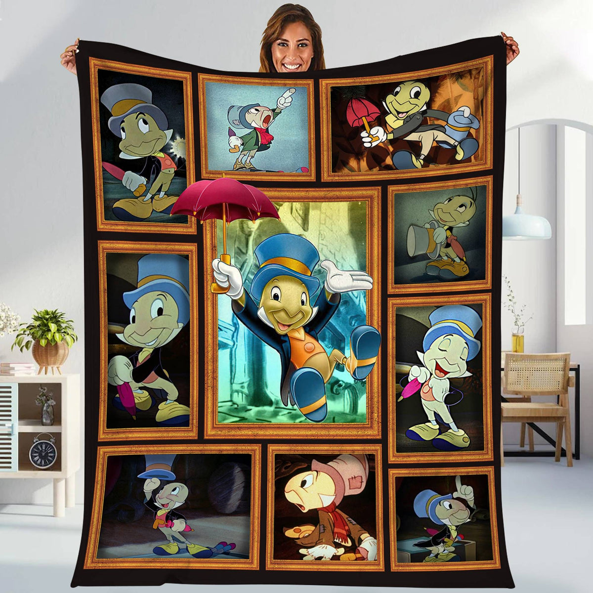 Pinocchio Fleece Blanket | Figaro Jiminy Cricket Pinocchio Blanket | Magic Kingdom Throw Blanket for Bed Couch Sofa