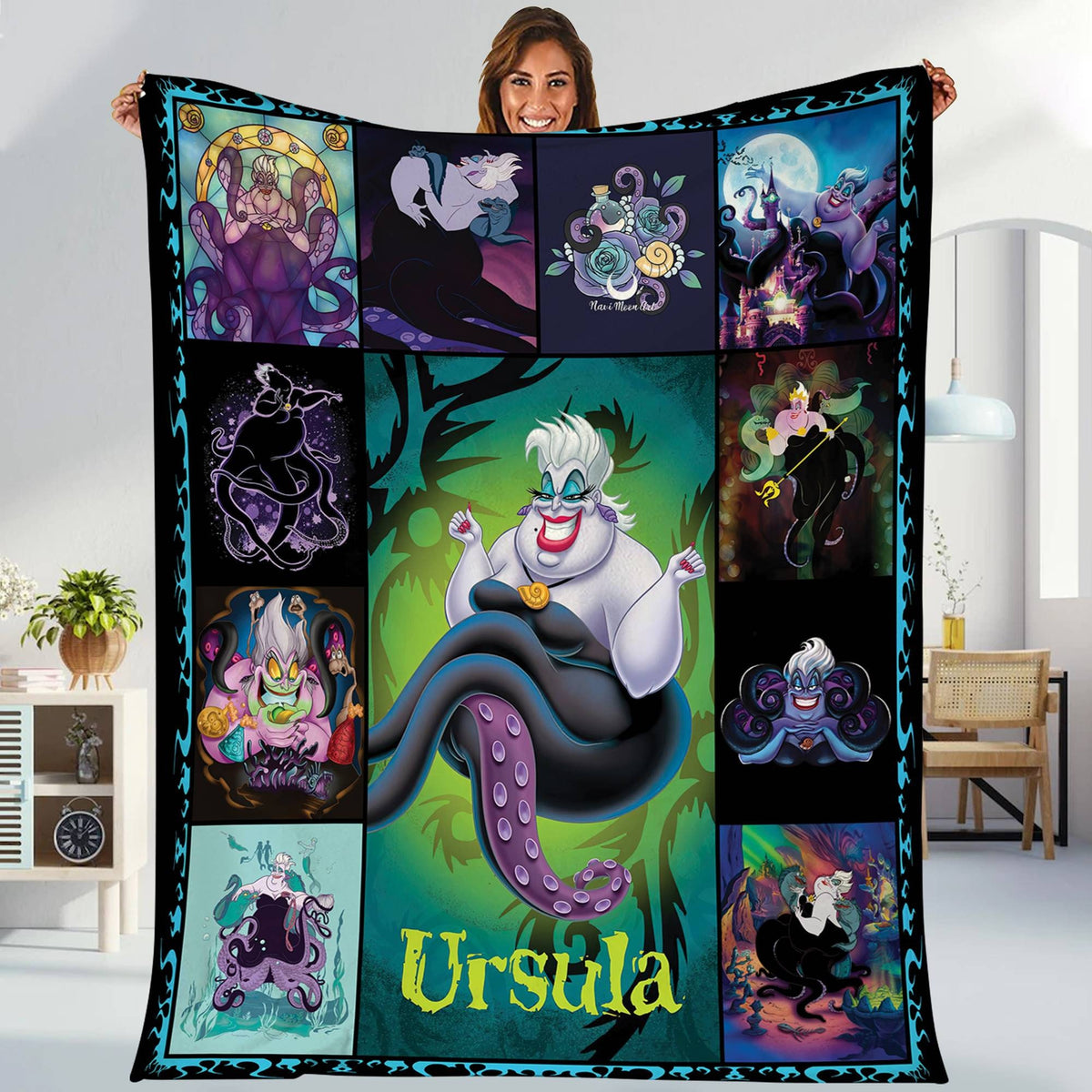 Villains Ursual Fleece Blanket | Princess Mermaid Blanket | Villains Fleece Blanket for Bed Couch Sofa