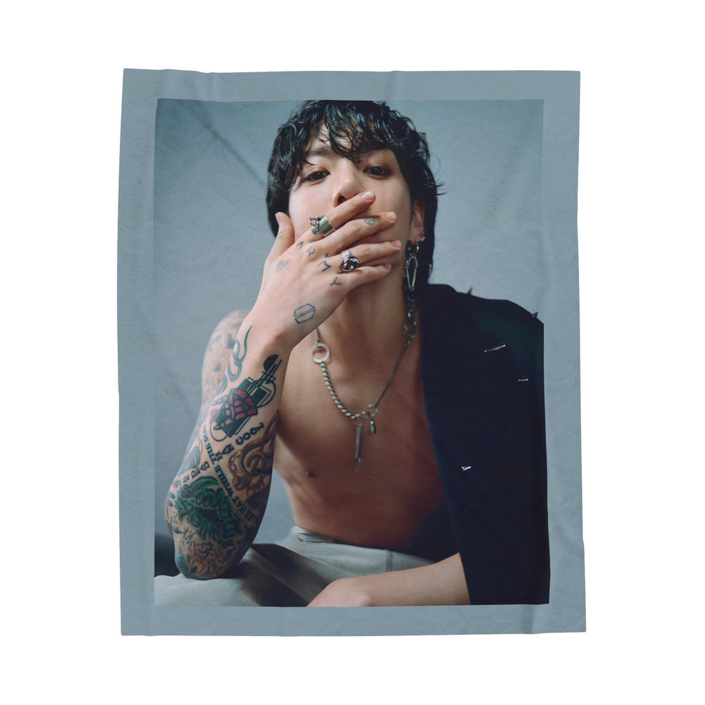 JK Sleeve Tattoo Photo Blanket, Seven JK Merch, K-Pop Abs Decor, Army Fan Gift, Funny Kpop Gift #2303