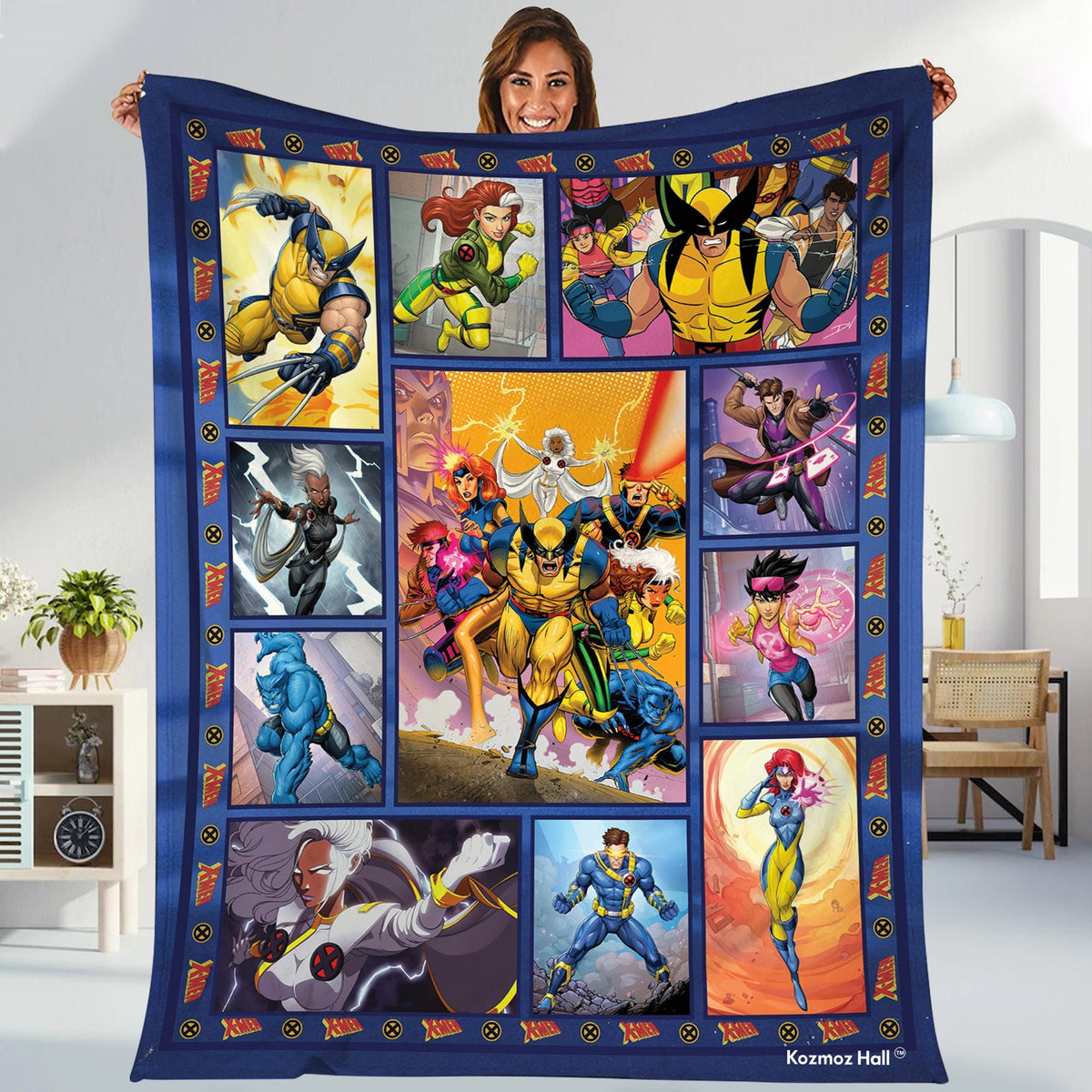 X-men Animation Blanket | Professor X Jean Grey Wolverine Cyclops Beast Fleece Blanket | Superhero Xmen Blanket