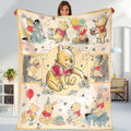 Personalized Watercolor Winnie the Pooh Blanket | Pooh Bear and Friends Blanket | Pooh Bear Magic Kingdom Blanket for Bed Couch Sofa