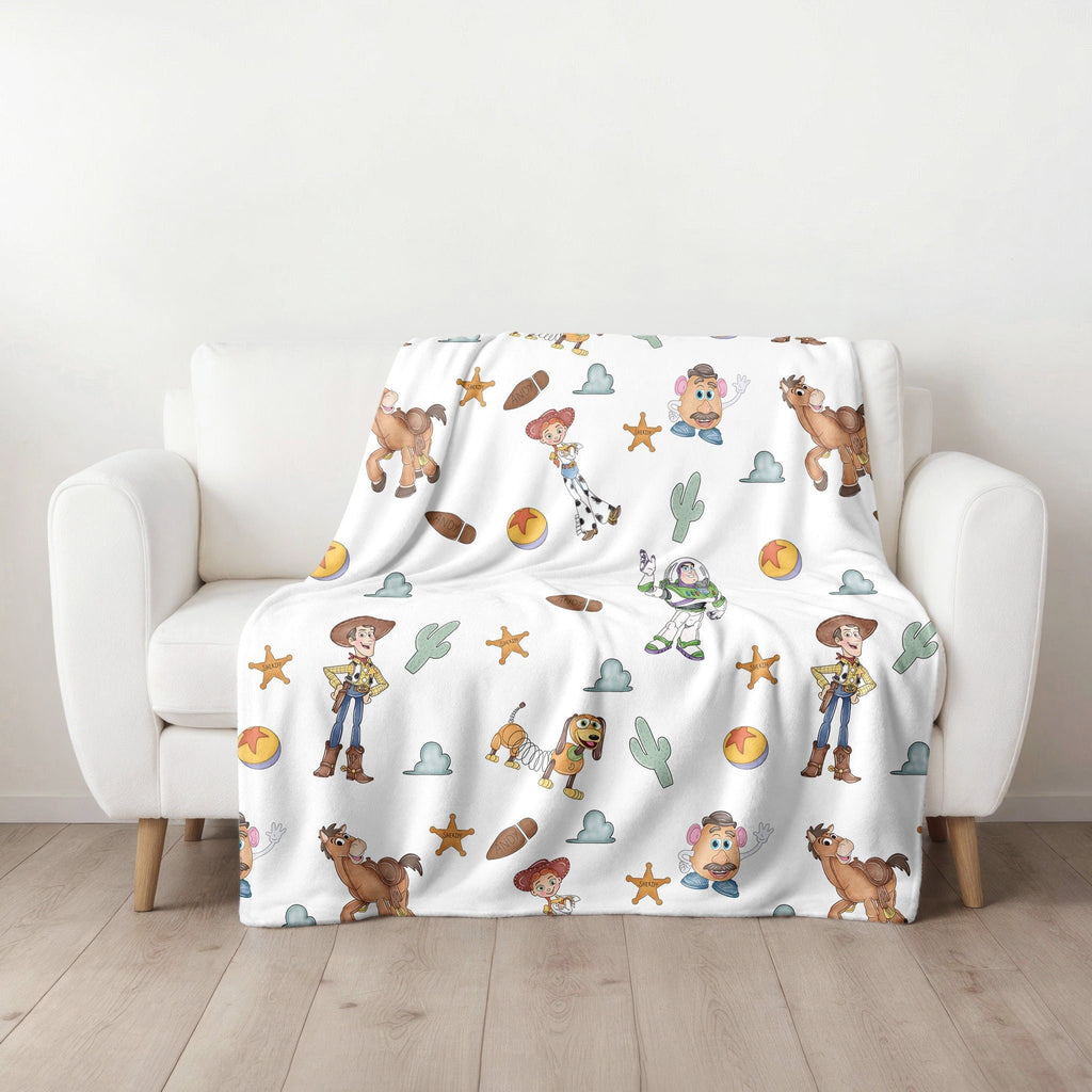 Toy Story Velveteen Plush Blanket, Kids woody and buzz blanket, Toy Story Nursery Decor