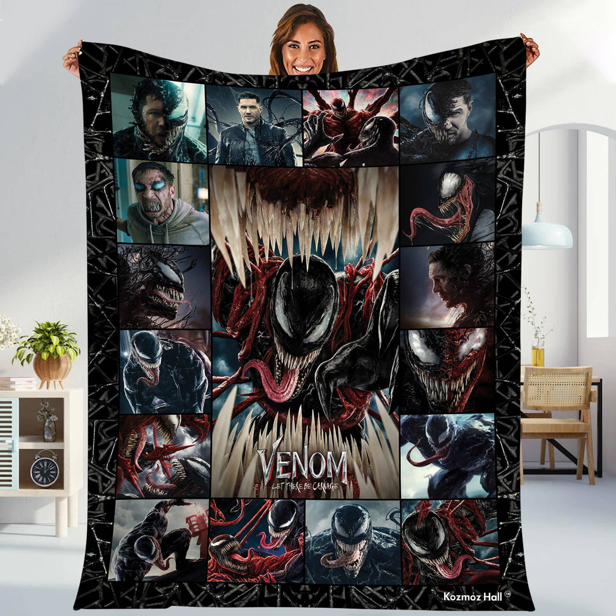 Venom Blanket Venom Eddie Brock Blanket Avengers Superhero Throw Blanket for Bed Couch Sofa