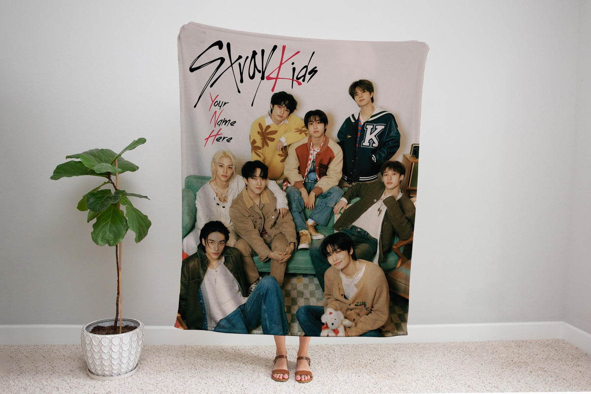 Stray Kids K-Pop Blanket – Custom Name Personalized Throw, Cozy Fandom Decor Gift for Fans, Bedroom Bedding, Unique Keepsake by Hey! Design