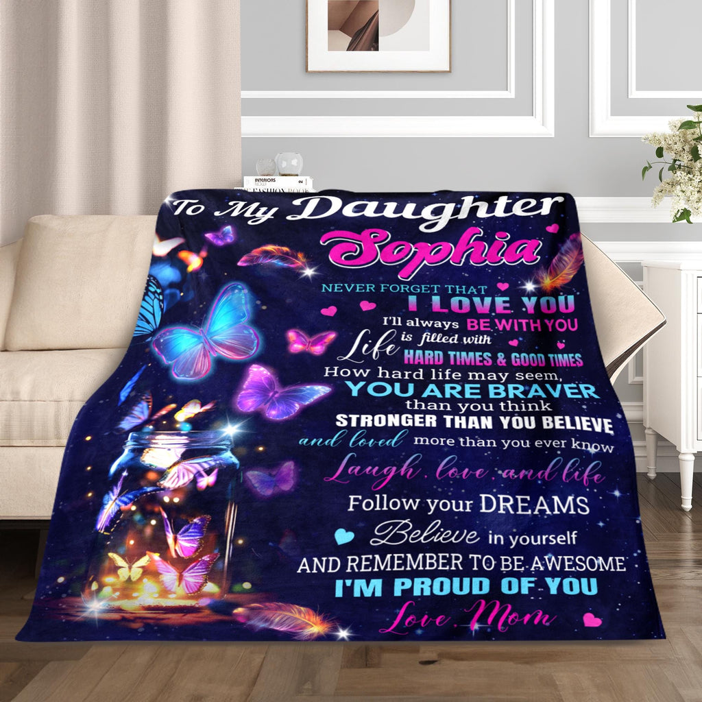 Custom Name Blanket For Daughter, Personalized Blanket, Blanket for Girls, Words Blanket, Daughter Gift, Blanket for Her, Birthday Gift