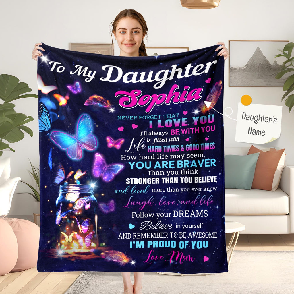 Custom Name Blanket For Daughter, Personalized Blanket, Blanket for Girls, Words Blanket, Daughter Gift, Blanket for Her, Birthday Gift