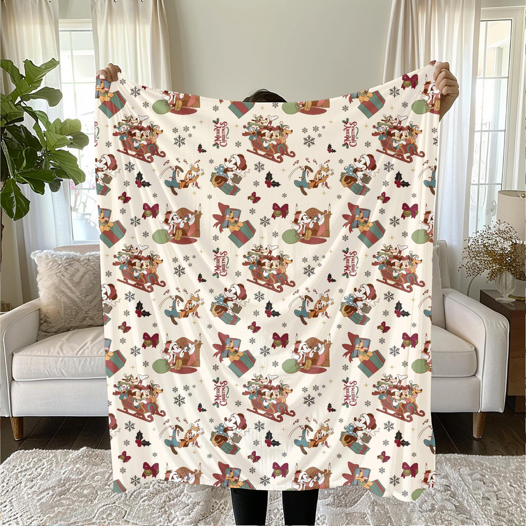 Mickey Mouse Christmas Sherpa Blanket, Disney Home Decor, Customizable Baby Blanket, Velveteen Plush Toddler Blanket, Disney Christmas Gift