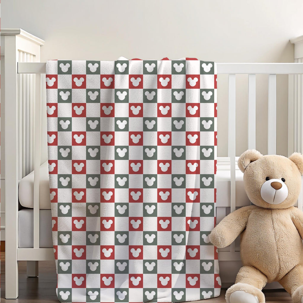 Mickey Mouse Sherpa Blanket, Disney Christmas Blanket, velveteen Plush Toddler Blanket, Disney Home Decor, Customizable Baby Blanket