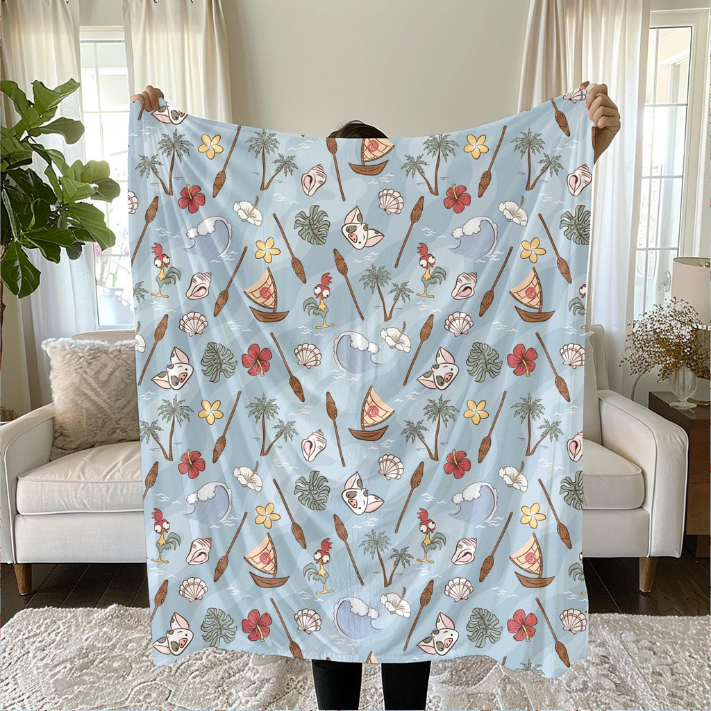 Moana Sherpa Blanket, Disney Blanket for Kids, Customizable Baby Blanket, Baby Shower Gift, Disney Home Decor, Pua Hei Hei Toddler Blanket