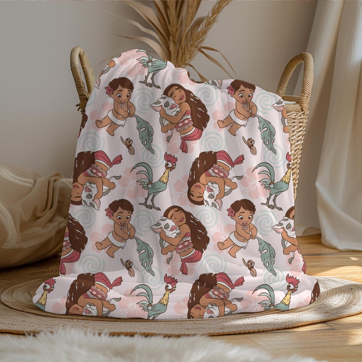 Moana Sherpa Blanket, Disney Kids Blanket, Customizable Toddler Blanket, Velveteen Plush Blanket, Baby Shower Gift, Disney Nursery Decor