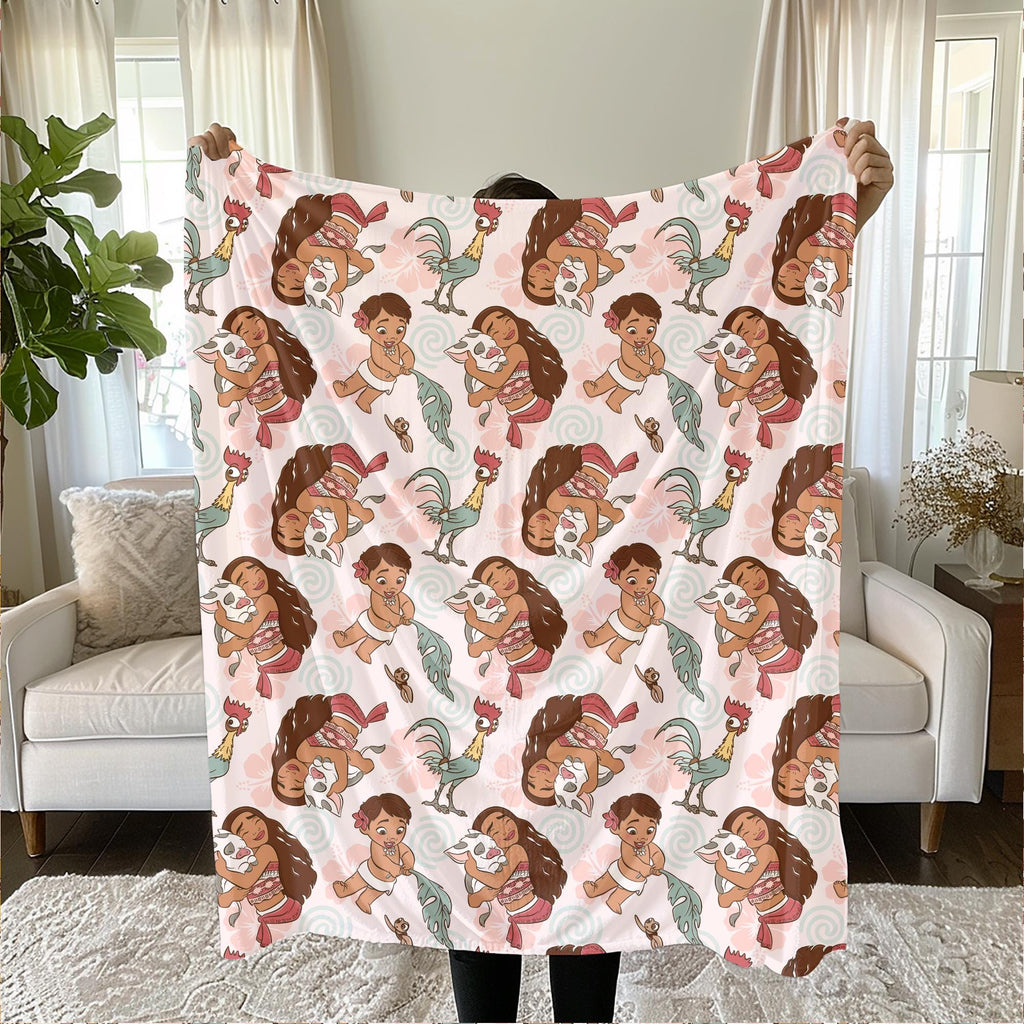 Moana Sherpa Blanket, Disney Kids Blanket, Customizable Toddler Blanket, Velveteen Plush Blanket, Baby Shower Gift, Disney Nursery Decor
