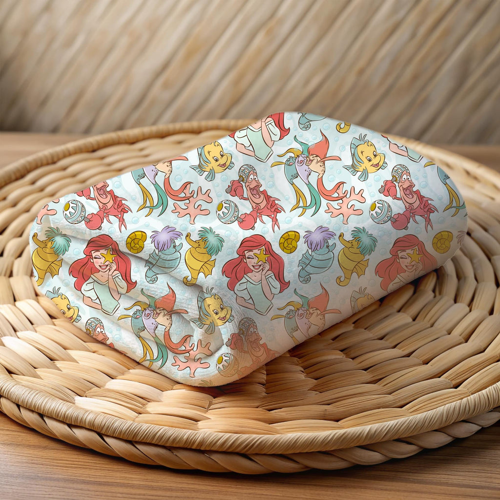 Little Mermaid Sherpa Blanket, Disney Princess Ariel Blanket for Kids, Customizable Baby Blanket, Gift for Girls, Disney Plush Blanket