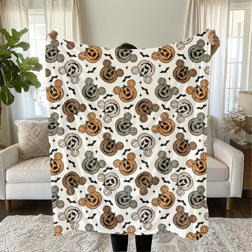 Halloween Mickey Mouse Blanket, Sherpa Blanket, Custom Throw Blanket, Mickey Pumpkin, Disney Halloween, Disney Home Fall Decor, Fall Blanket