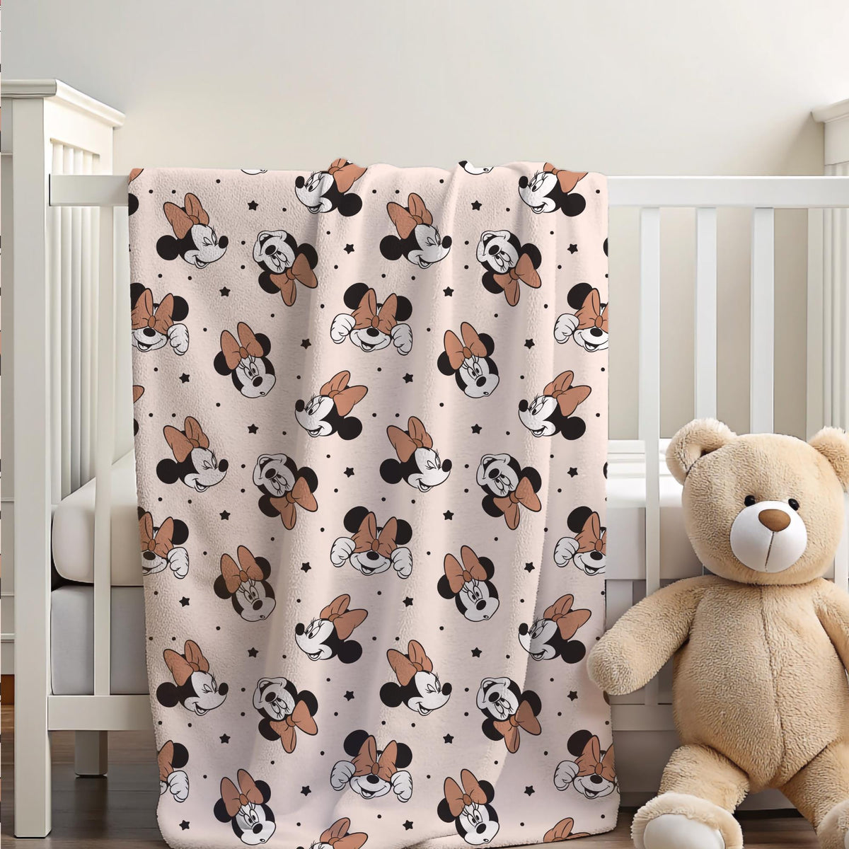 Minnie Mouse Personalized Blanket, Disney Plush Blanket, Kids Sherpa Throw, Disney Home Decor, Custom Name Blanket, Newborn Baby Blanket