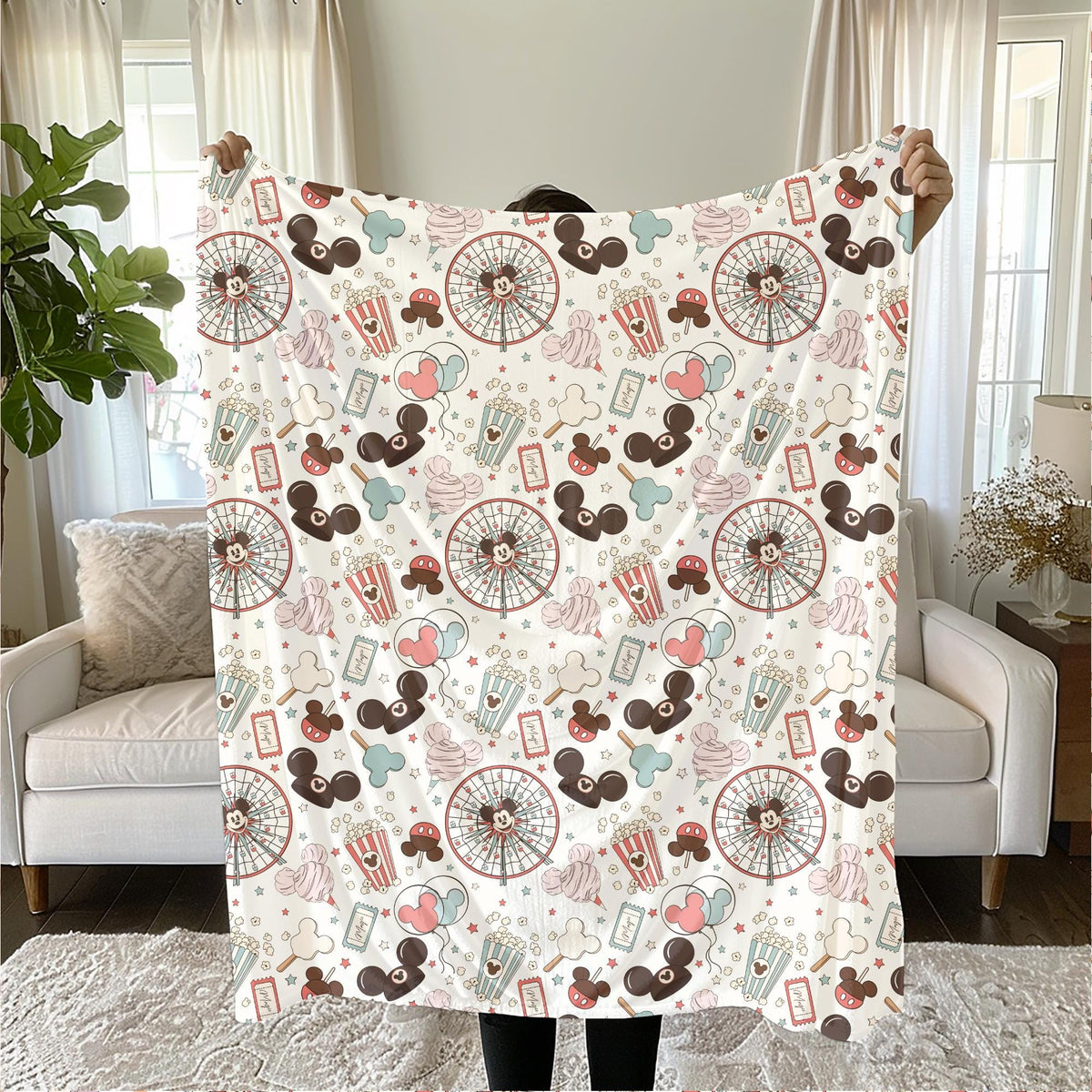 Mickey Mouse Sherpa Blanket, Disney Home Decor, Customizable Baby Blanket, Velveteen Plush Toddler Blanket, Disney Gift, Disney Nursery