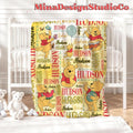 Personalized Watercolor Disney Winnie The Pooh Blanket, Custom Pooh Bear Birthday Girl Gift Home Decor, Birthday Boy Blanket, Baby Girl Gift