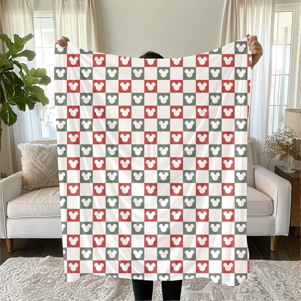 Mickey Mouse Sherpa Blanket, Disney Christmas Blanket, velveteen Plush Toddler Blanket, Disney Home Decor, Customizable Baby Blanket
