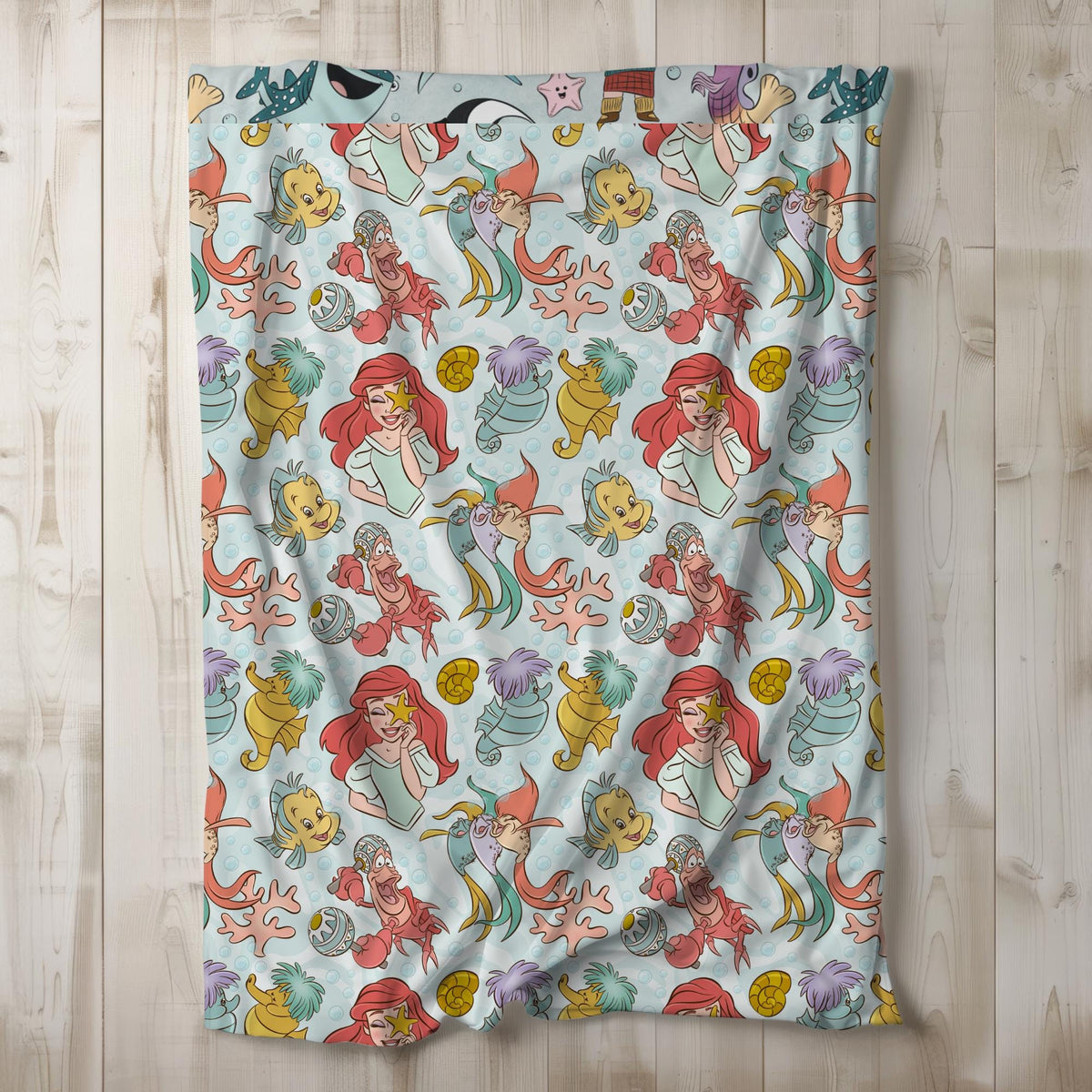 Little Mermaid Sherpa Blanket, Disney Princess Ariel Blanket for Kids, Customizable Baby Blanket, Gift for Girls, Disney Plush Blanket