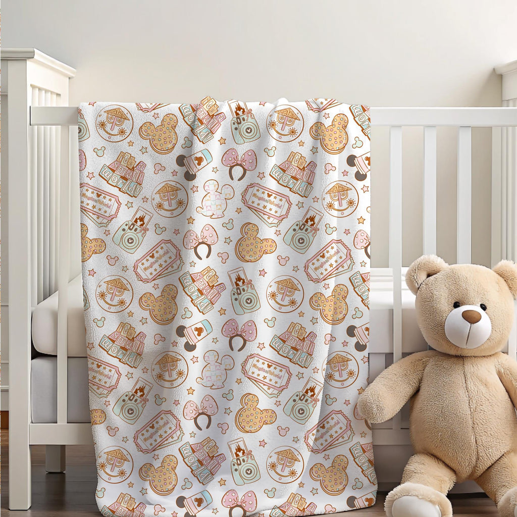 Disney World Sherpa Blanket, Mickey Mouse Blanket for Kids, Customizable Toddler Blanket, Disney Home Decor, Velveteen Plush Blanket