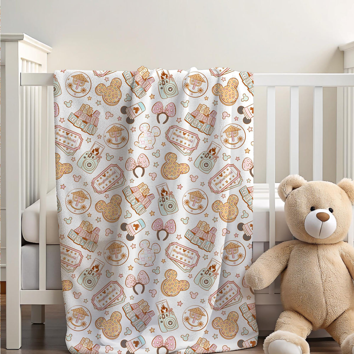 Disney World Sherpa Blanket, Mickey Mouse Blanket for Kids, Customizable Toddler Blanket, Disney Home Decor, Velveteen Plush Blanket