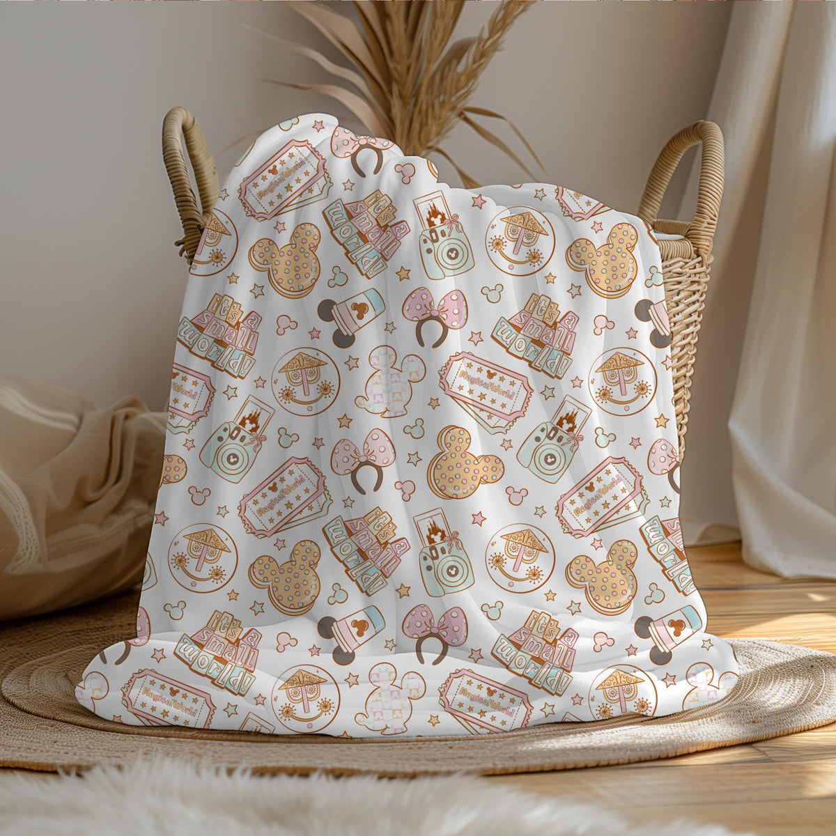 Disney World Sherpa Blanket, Mickey Mouse Blanket for Kids, Customizable Toddler Blanket, Disney Home Decor, Velveteen Plush Blanket