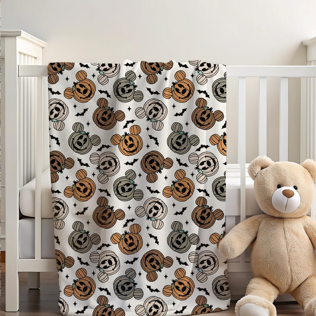 Halloween Mickey Mouse Blanket, Sherpa Blanket, Custom Throw Blanket, Mickey Pumpkin, Disney Halloween, Disney Home Fall Decor, Fall Blanket