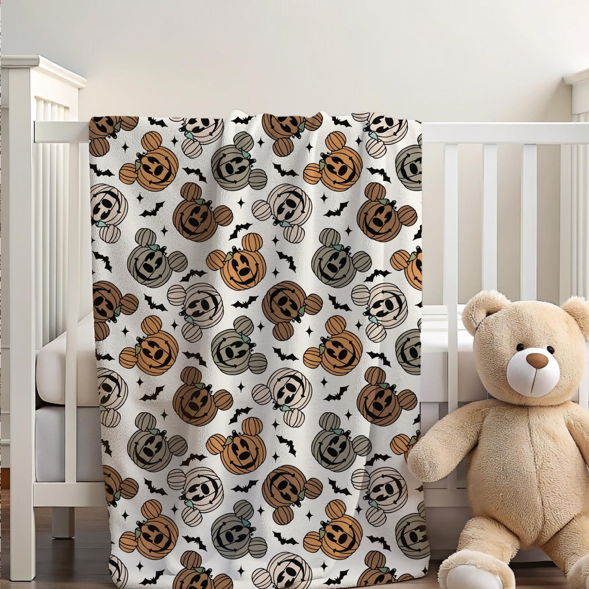 Halloween Mickey Mouse Blanket, Sherpa Blanket, Custom Throw Blanket, Mickey Pumpkin, Disney Halloween, Disney Home Fall Decor, Fall Blanket
