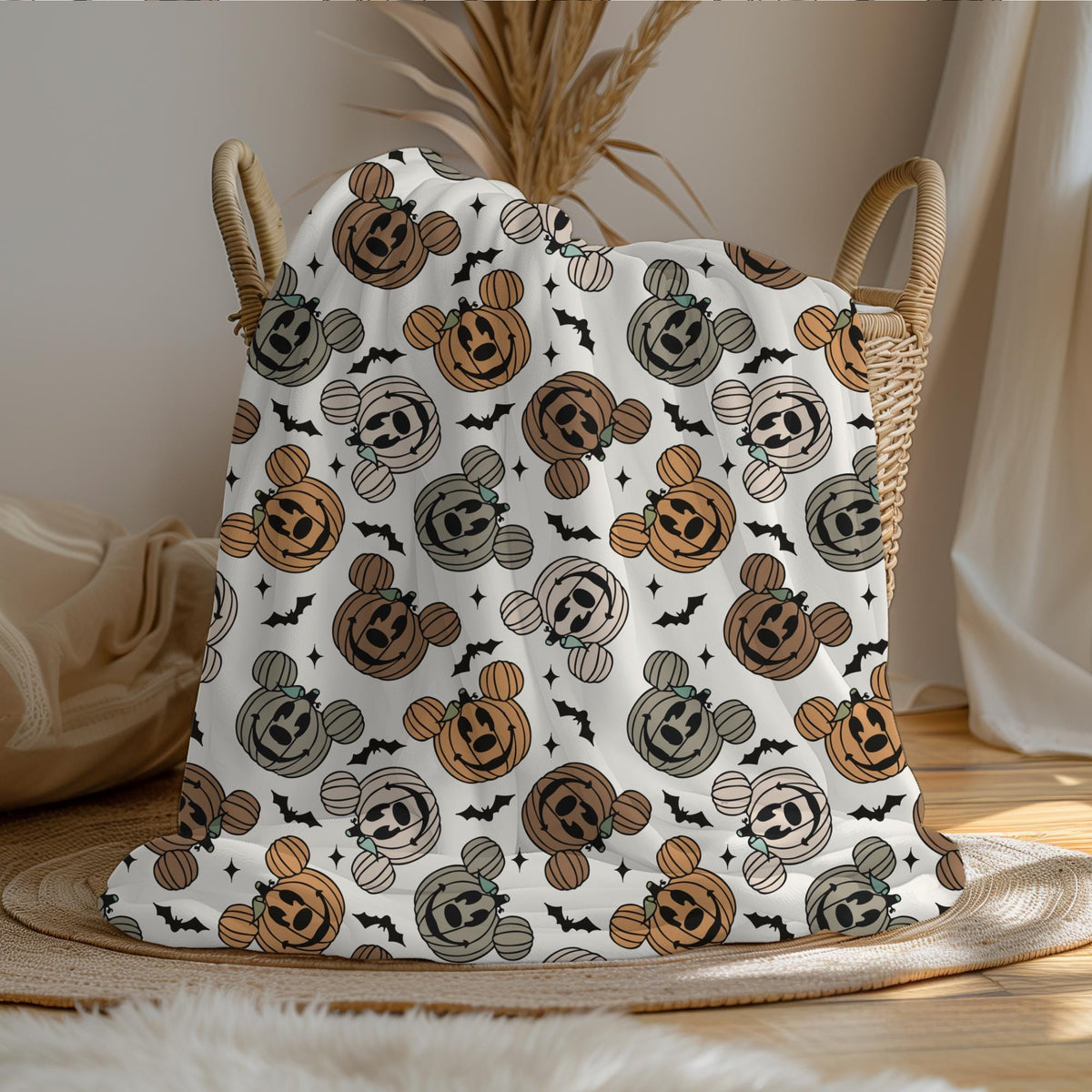 Halloween Mickey Mouse Blanket, Sherpa Blanket, Custom Throw Blanket, Mickey Pumpkin, Disney Halloween, Disney Home Fall Decor, Fall Blanket