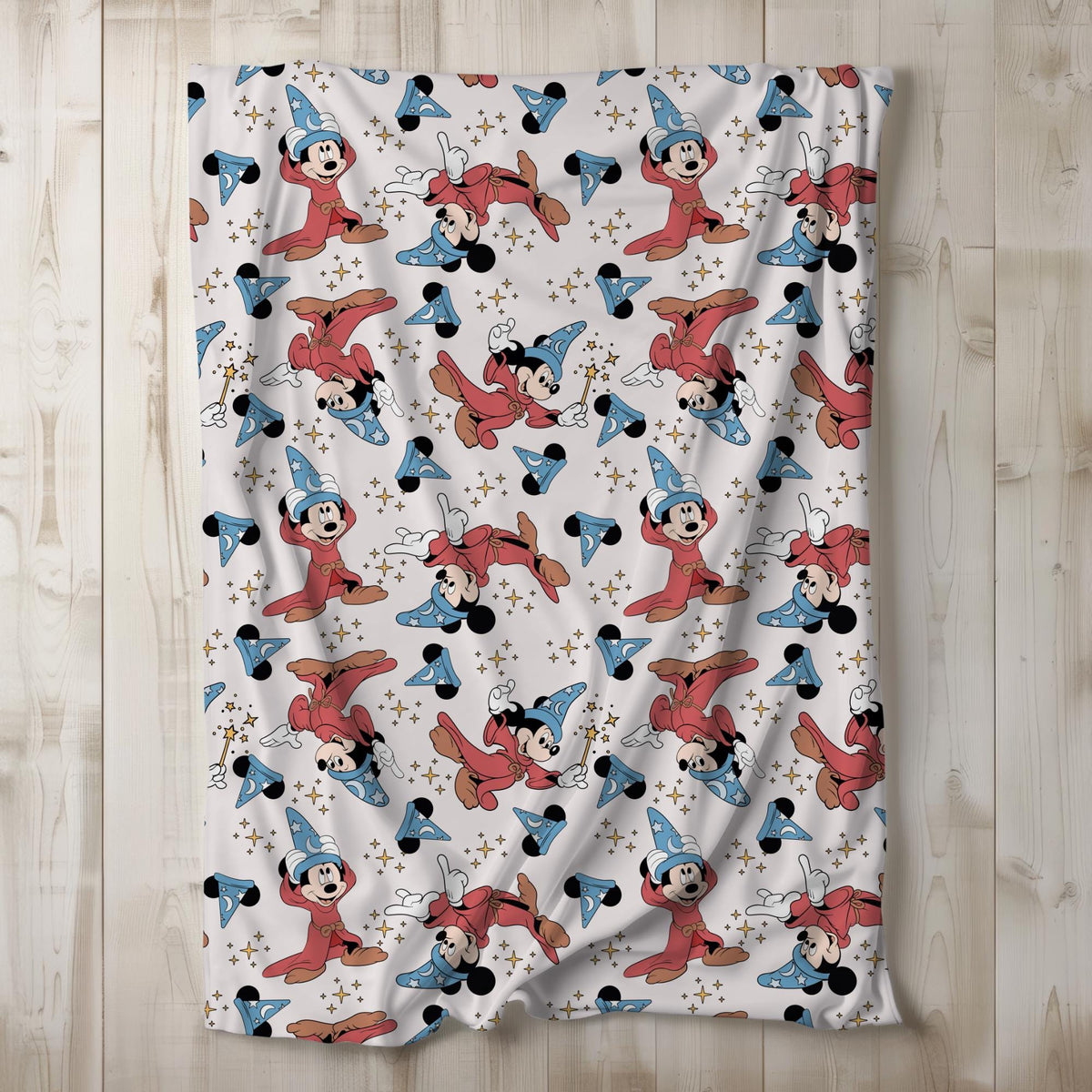 Sorcerer Mickey Sherpa Blanket, Toddler Blanket, Customizable Baby Blanket, Disney Home Decor, Disney Blanket for Kids, Baby Shower Gift