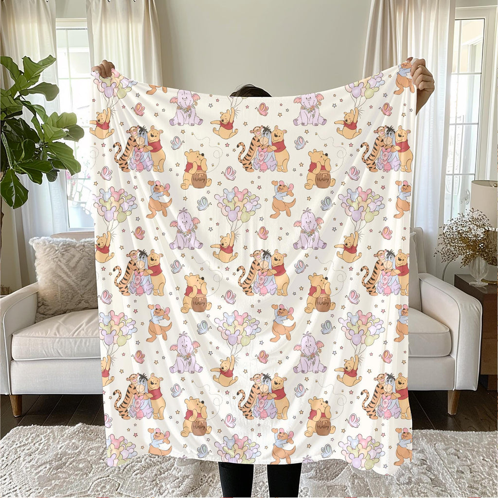 Winnie the Pooh Sherpa Blanket, Tigger Toddler Blanket Customizable Baby Blanket Disney Home Decor, Disney Blanket for Kid, Baby Shower Gift