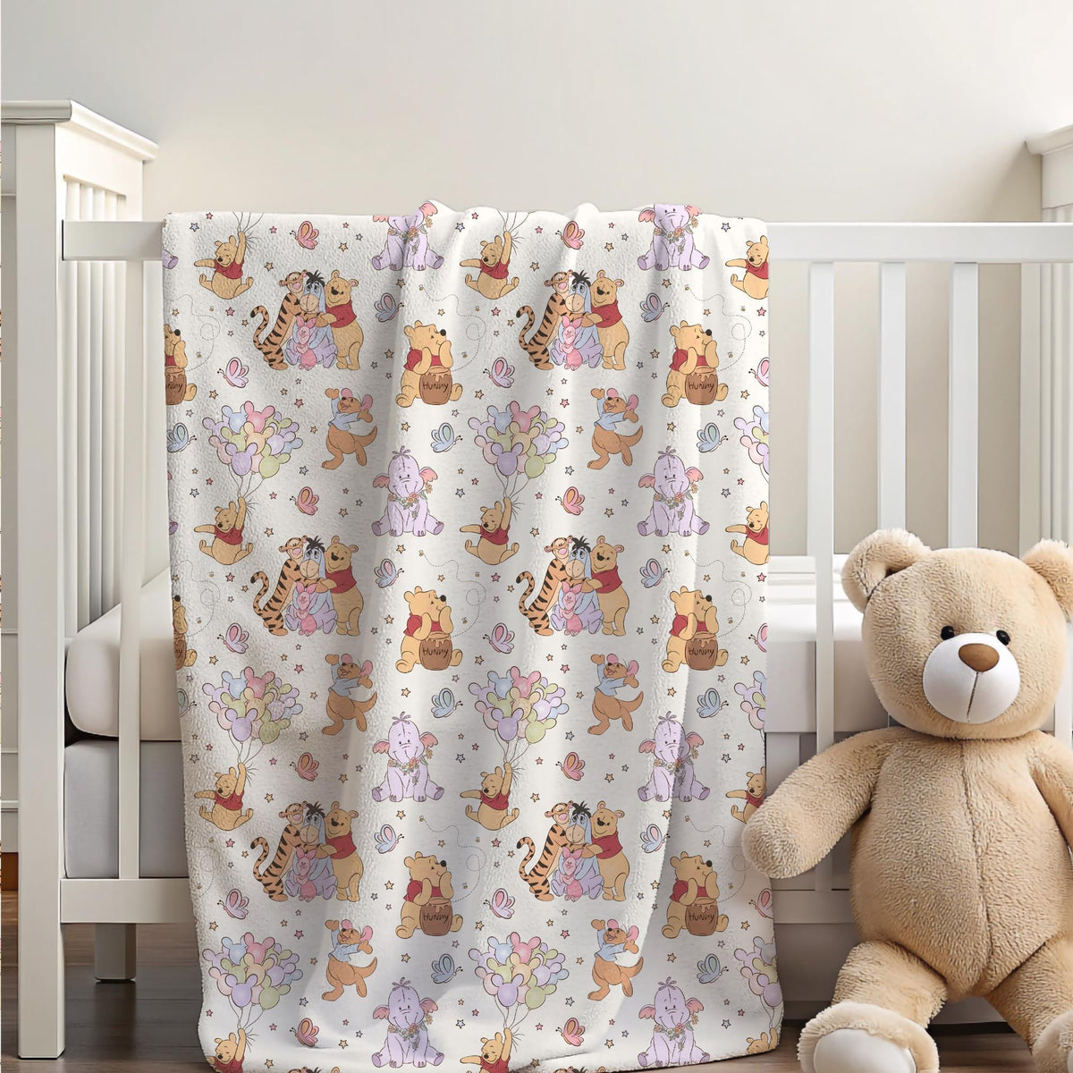 Winnie the Pooh Sherpa Blanket, Tigger Toddler Blanket Customizable Baby Blanket Disney Home Decor, Disney Blanket for Kid, Baby Shower Gift