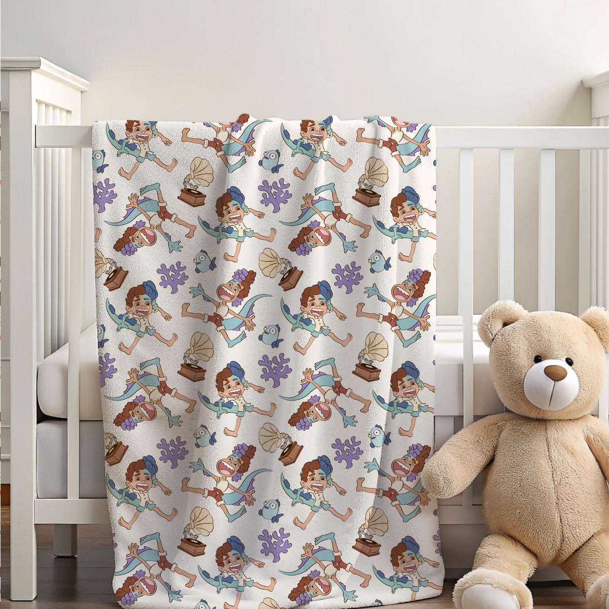 Luca Sherpa Blanket, Disney Pixar Blanket, Customizable Toddler Blanket, Baby Shower Gift, Nursery Decor, Disney Home Decor, Gift for Kids