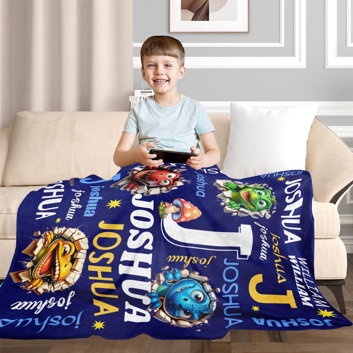 Personalized Custom Blanket, Name Blanket, Kids Blanket, Baby Shower Gift, Dinosaur Blanket, Back to School Blanket, Personalized Gift