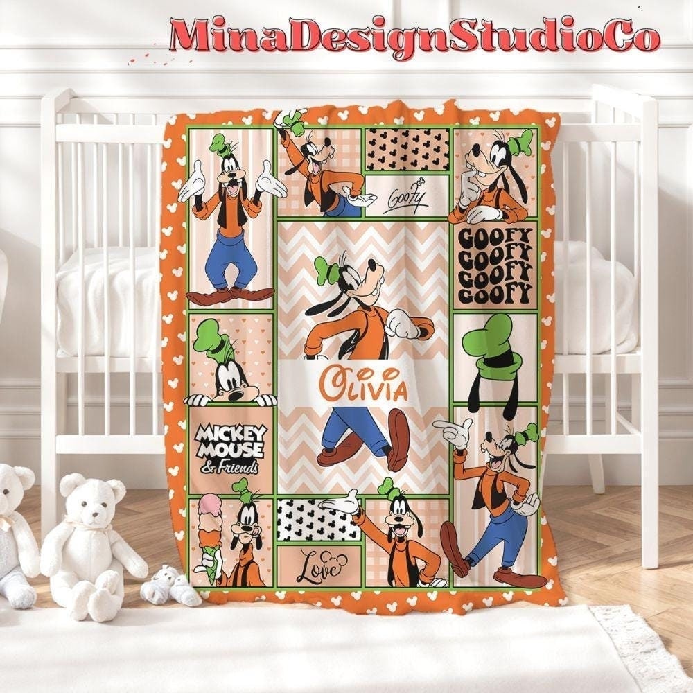 Personalized All Characters Disney Blanket, Mickey & Friends Birthday Boy Gift, Birthday Girl Home Decoration, Family Birthday Gift for Kids