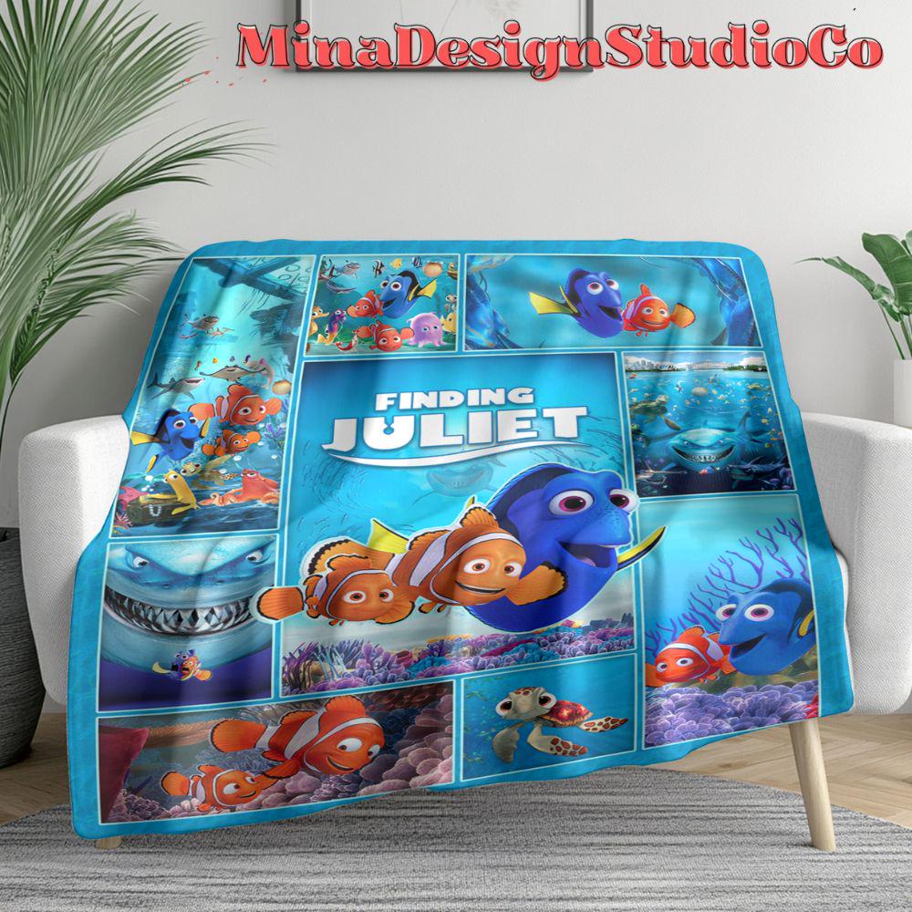Personalized Disney Finding Nemo Blanket, Finding Dory Birthday Boy, Birthday Girl Home Decor, Marlin Bruce Squirt Crush Kids Family Blanket
