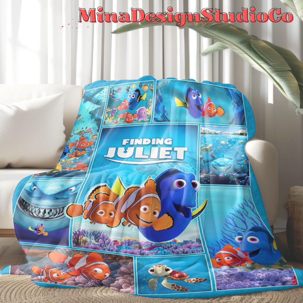 Personalized Disney Finding Nemo Blanket, Finding Dory Birthday Boy, Birthday Girl Home Decor, Marlin Bruce Squirt Crush Kids Family Blanket